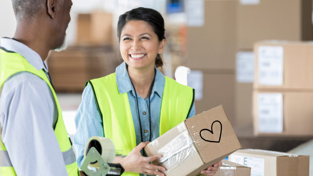 Warehouse worker handling freight