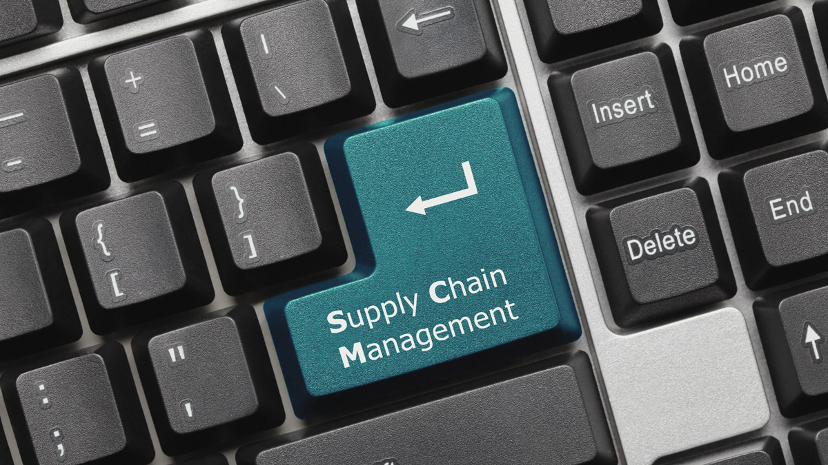 Keyboard with blue supply chain management key